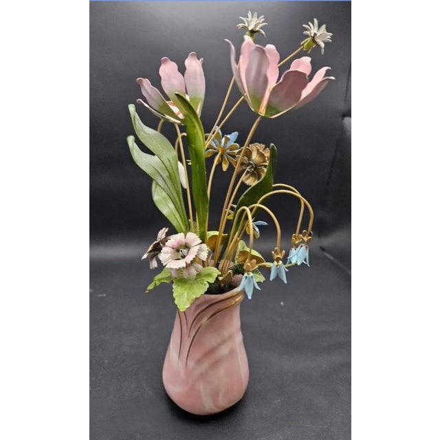 Metal Vintage 1986 Imperial Palace Enameled Tole Flower Bouquet Igor Faberge Franklin Mint For Sale - Image 7 of 10