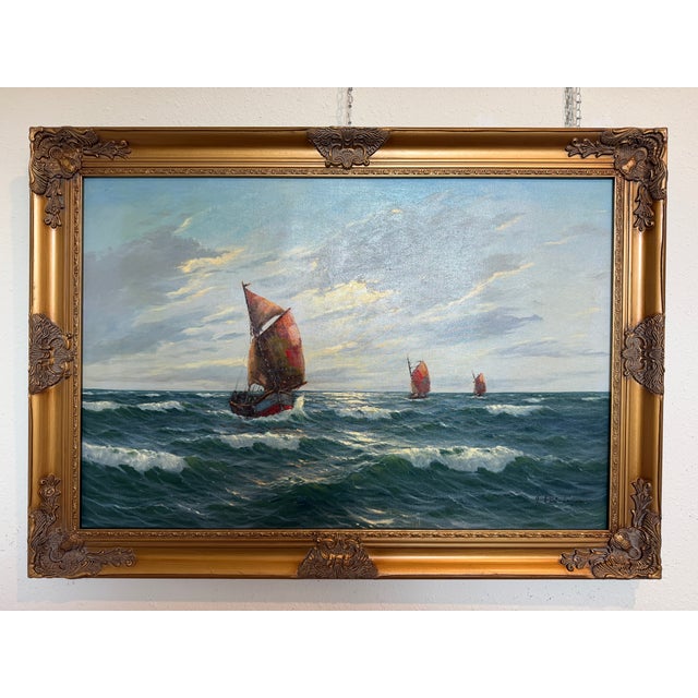 Impressionist Gerhard Lukas Larsen (German 1911-1965) Oil Canvas Vintage, Maritime, Seascape For Sale - Image 3 of 13