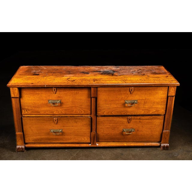 Traditional Antique Four Drawer Wooden Chest of Drawers For Sale - Image 3 of 10