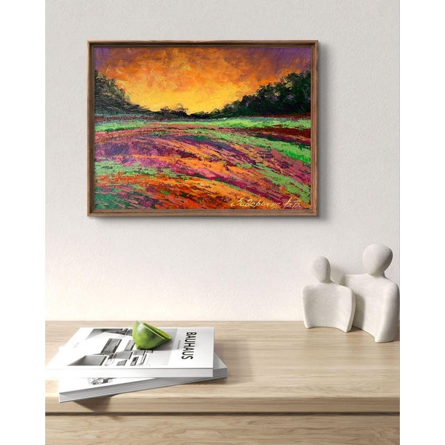 Expressionism Oil Painting Sunset Behind the Forest v. Zadorozhnya For Sale - Image 3 of 12