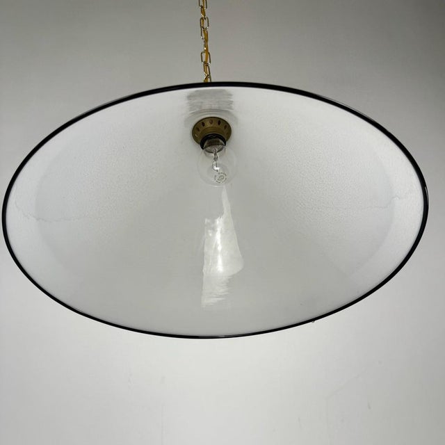 Black Large Murano Glass Conical Pendant Light on Brass Chain, 1980s For Sale - Image 8 of 10