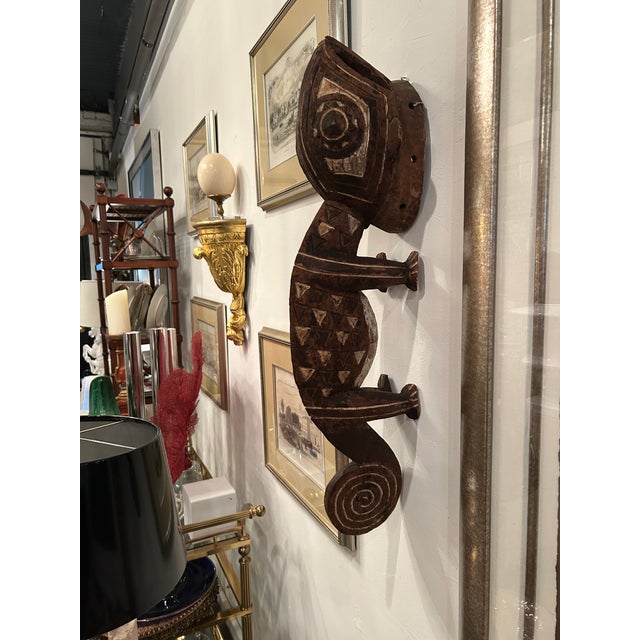 African Hand Carved Animal Wall Sculpture For Sale - Image 9 of 11