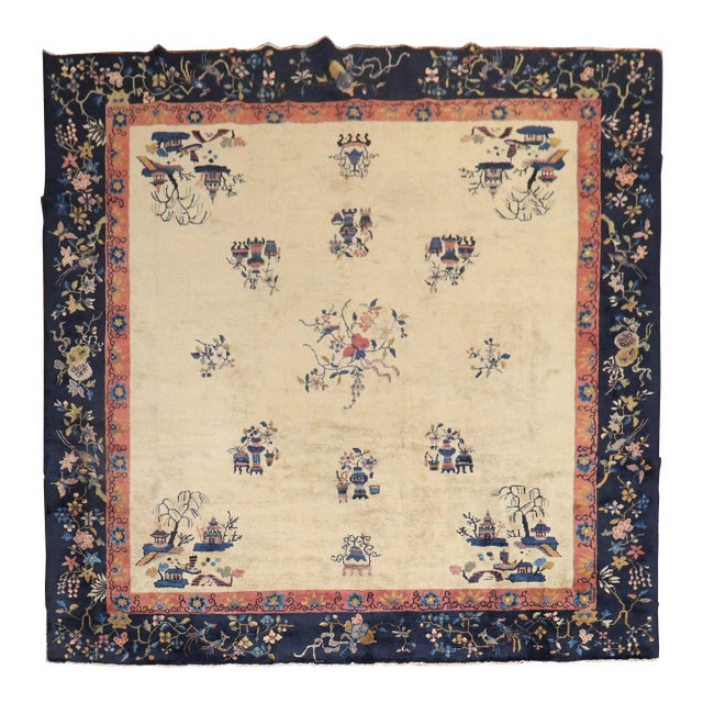 Antique Chinese Square Rug For Sale