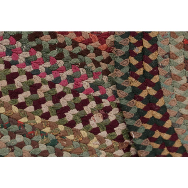 Textile Antique Hooked Oval Rug With Polychromatic Braided Stripes, From Rug & Kilim For Sale - Image 7 of 7