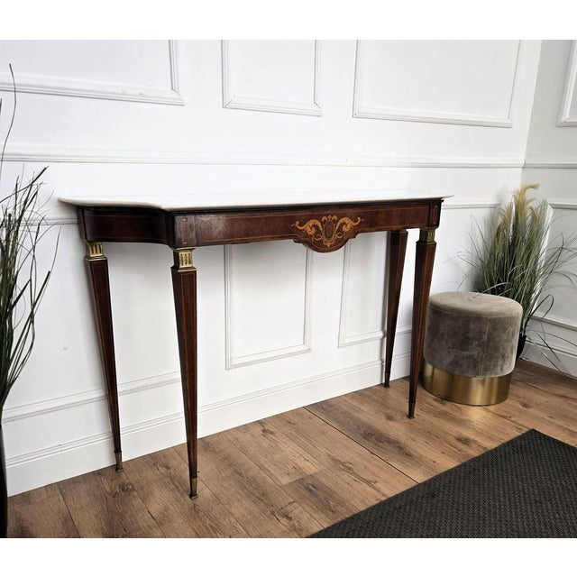 Vintage Italian Wall Console Table with Marble Top, 1950s For Sale - Image 6 of 11
