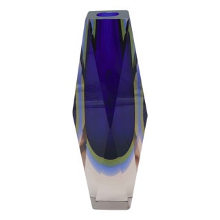 Faceted Sommerso Murano Glass Vase by Flavio Poli for Mandruzzato, Italy, 1960 For Sale