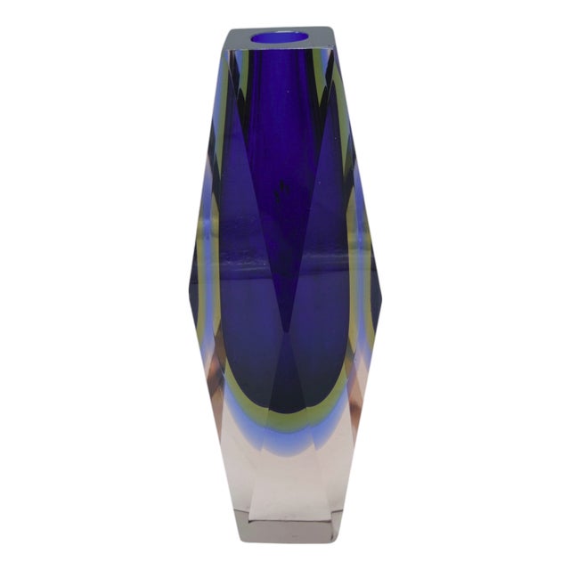 Faceted Sommerso Murano Glass Vase by Flavio Poli for Mandruzzato, Italy, 1960 For Sale