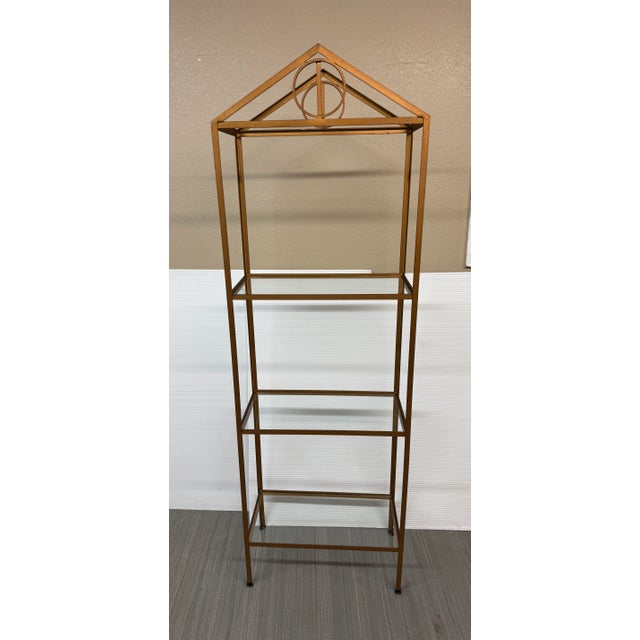 Late 20th Century Peaked Geometric Brass Etagere For Sale - Image 5 of 12