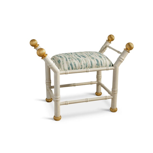 Boca White Wildcrest Moss Bamboo Bench For Sale In Chicago - Image 6 of 6