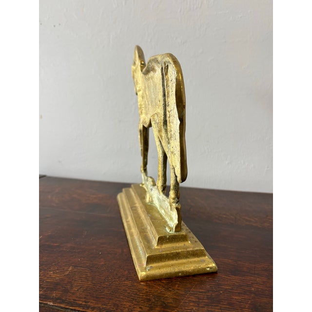 Early 20th Century Vintage English Brass Horse Door Stop For Sale - Image 5 of 9