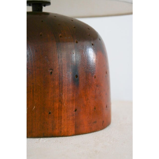 Mid-Century Modern Vintage Wood Hat Mold Lamp For Sale - Image 3 of 5