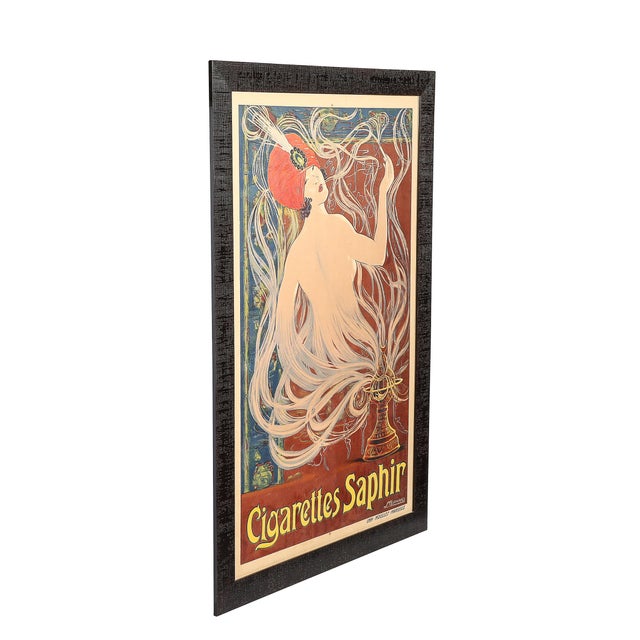 Red Art Nouveau Cigarettes Saphir Advertisement Poster For Sale - Image 8 of 13