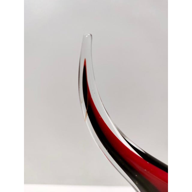Vintage Black and Red Blown Murano Glass Fish, 1980s For Sale - Image 14 of 15