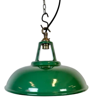 Industrial Green Enamel Factory Pendant Lamp, 1960s