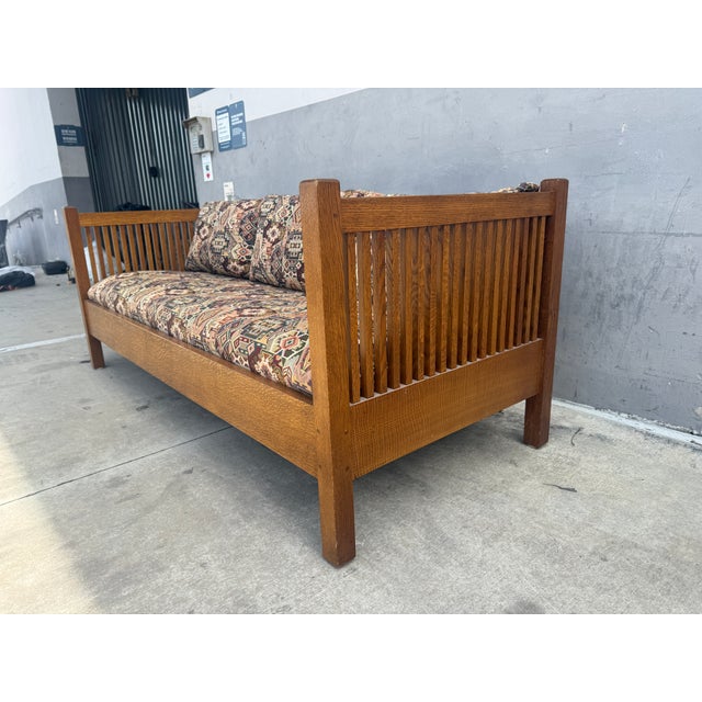Stickley Craftsman Spindle Back Sofa sold as found estate fresh showing normalsigns of use. While the sofa caqn be used as...