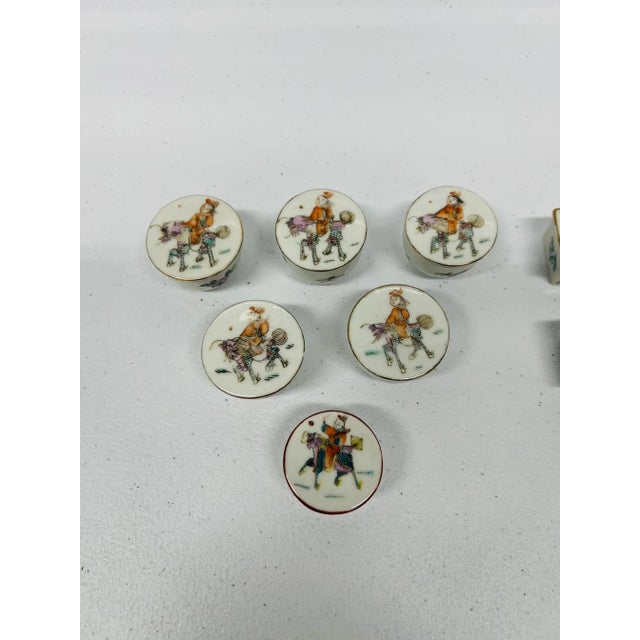 Chinese, Qing Dynasty (1644-1911), 19th century. A grouping or instant collection of antique porcelain enameled salt...