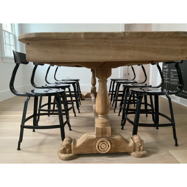 Vintage European White Oak Trestle Dining Table, 118” For Sale - Image 4 of 5