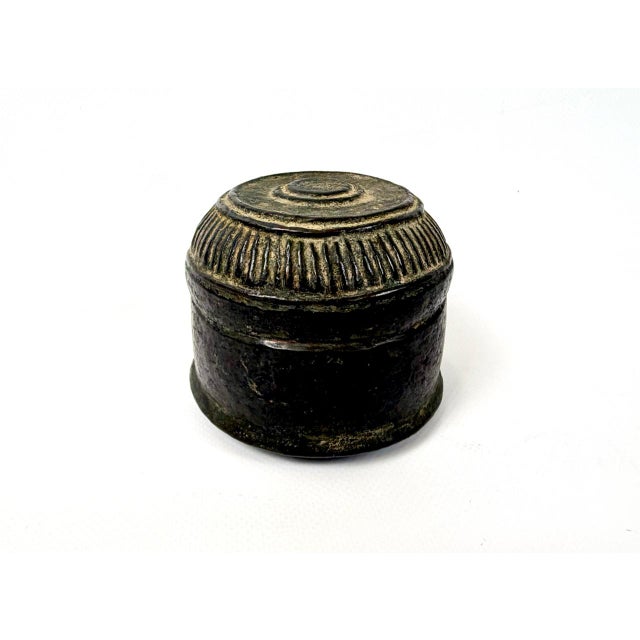 Antique Islamic Berber Copper Henna Box with Fluted Lid, 1890s For Sale - Image 3 of 10