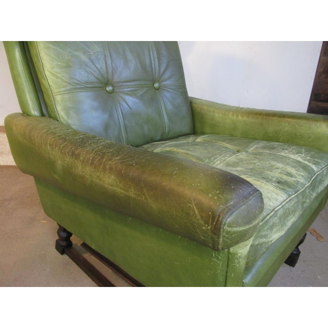 Wood Vintage Danish Lounge Chair in Distressed Leather by Svend Skipper Circa 1970 For Sale - Image 7 of 14