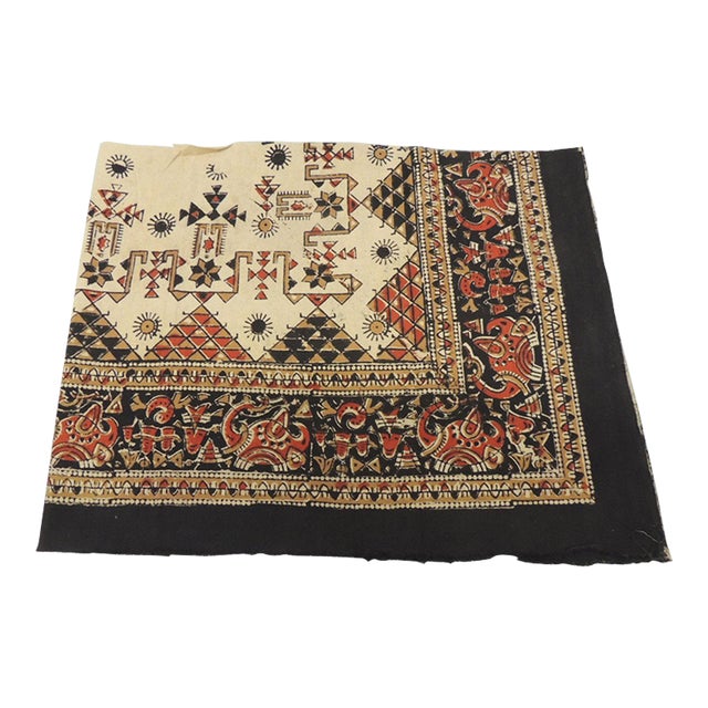 Vintage Black and Red Printed Batik Textile Border For Sale