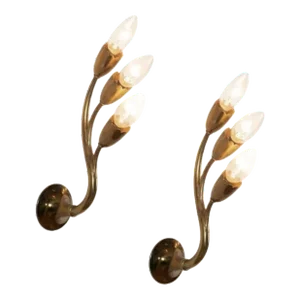 Gio Ponti Attr., Italian Mid-Century Modern, Wall Sconces, Brass, Flower Shape
