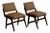 Wood and Velvet Chairs, Italy, 1960s, Set of 2 For Sale