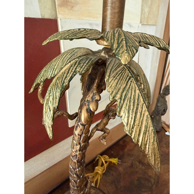 Vintage Frederick Cooper Palm Tree Monkey Table Lamp For Sale - Image 12 of 12