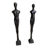 Pair of Figural Bronze Statues in the Style of Giacometti For Sale