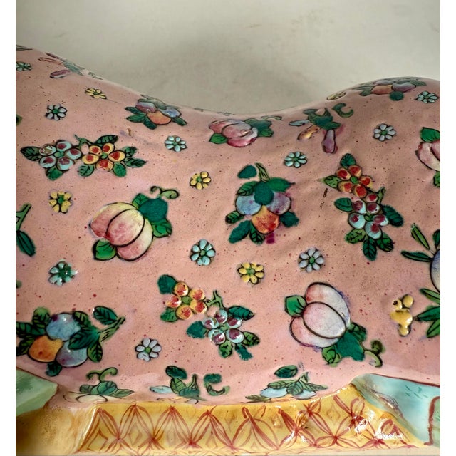 Mid 20th Century Mid-20th Century Chinese Famille Rose Porcelain Reclining Boy Pillow For Sale - Image 5 of 11