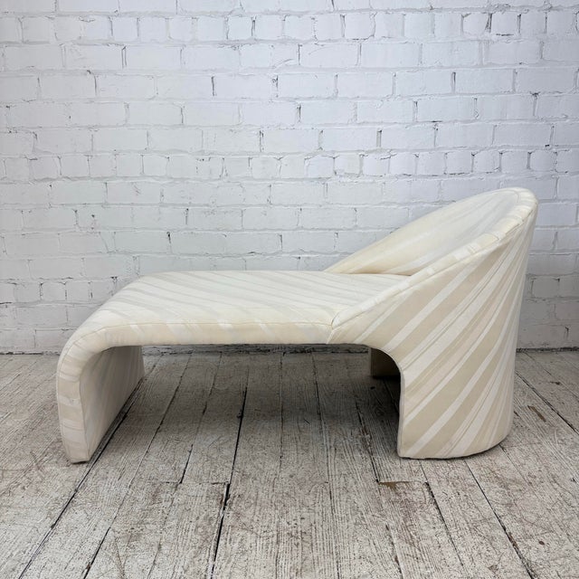 Postmodern White Striped Chaise Lounge For Sale - Image 3 of 10