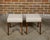 Brown Pair of English 19th Century Oak Stools with Saber Legs and Custom Upholstery For Sale - Image 8 of 12