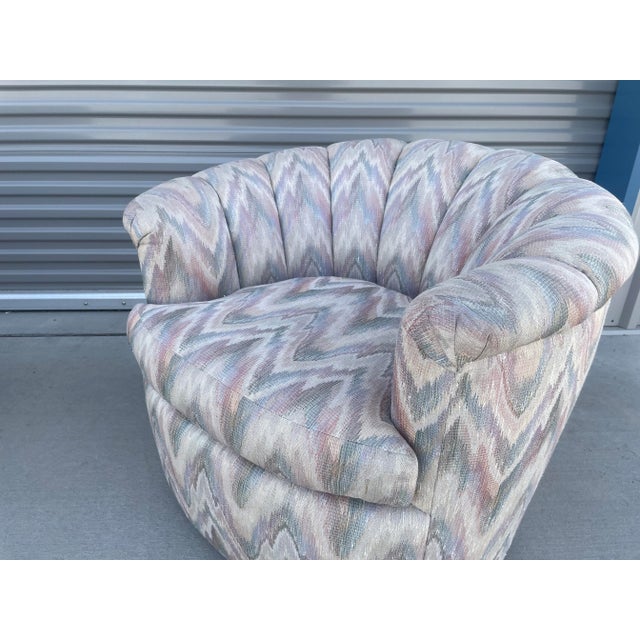 White Mid Century Swivel Lounge Chairs Styled After Milo Baughman, Pair For Sale - Image 8 of 13