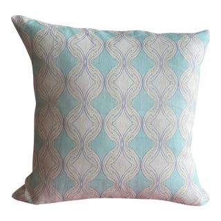 Betsy Textiles Hourglass in Turquoise Linen Down Filled Pillow For Sale