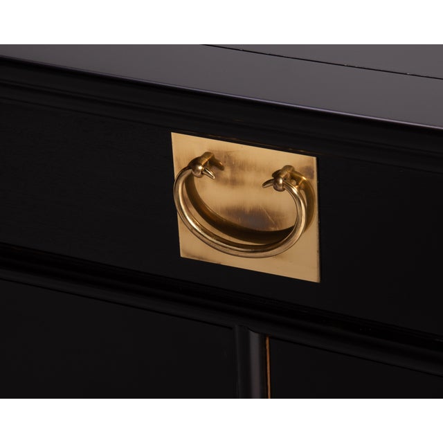 Century Furniture Chin Hua Pagoda Console Credenza Raymond Sobota Brass Black Lacquer 1970s For Sale - Image 12 of 14