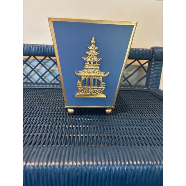 Blue Pagoda Chinoiserie Blue Cachepot For Sale - Image 8 of 8