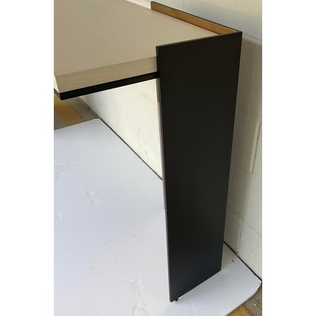 Original retail $10,000, stylish Kara Mann for Baker Modern Wrap Console Table, oil rubbed bronze ends with rose gold...