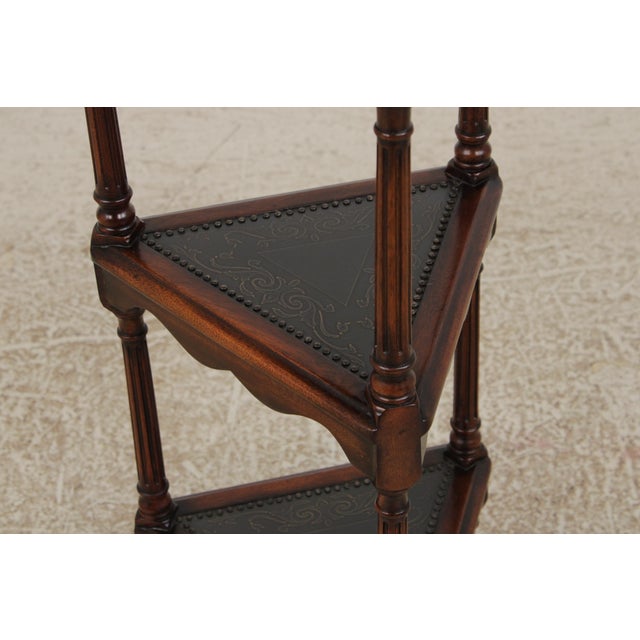 Pair of Theodore Alexander Mahogany 3 Tier Tables For Sale In Philadelphia - Image 6 of 16
