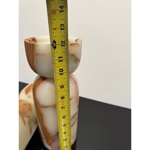 Pair of Stone Candle Holders for Pillar Candles For Sale - Image 9 of 12