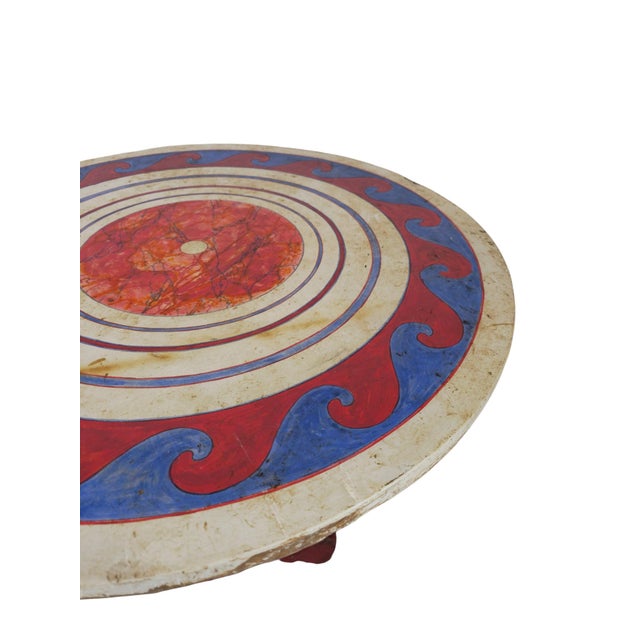 French Garden Table with Painted Top and Iron and Wood Base, 1900s For Sale - Image 4 of 7