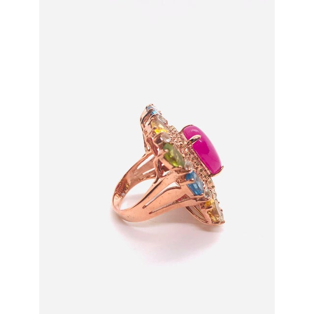 Bochic “Capri” Vintage Diamond, Ruby, Peridot & Citrine Ring - 18K Gold & Silver For Sale In New York - Image 6 of 16