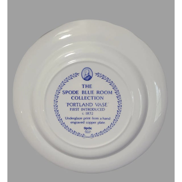 Late 20th Century Blue & White Neoclassical Spode "Portland Vase" Floral Urn Collectable Plate, Made in England For Sale - Image 11 of 11