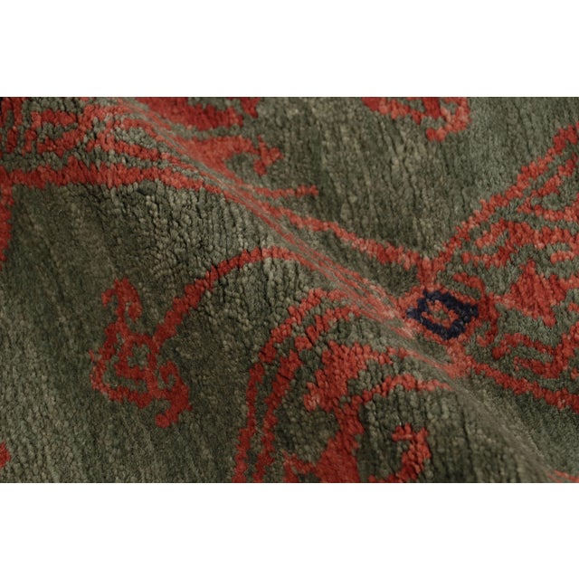 Rug & Kilim's Classic European-Style Runner Green Red Custom Rug Pattern For Sale - Image 9 of 10