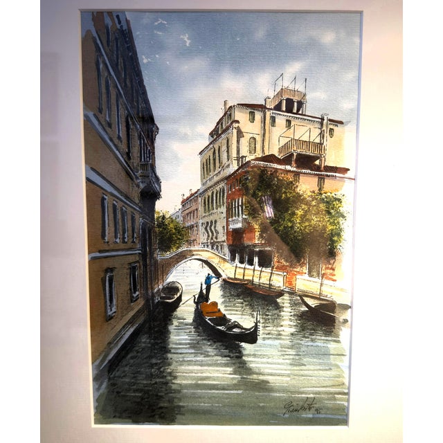 1995 Giamberti Framed Original Venetian Canal Watercolor For Sale In Greenville, SC - Image 6 of 9