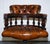 Animal Skin Fully Cigar Brown Leather Chesterfield Captains Office Swivel Armchair For Sale - Image 7 of 18