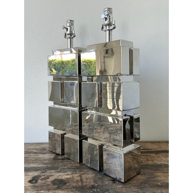 Curtis Jere Vintage Polished Chrome Lamps After Curtis Jere For Sale - Image 4 of 12