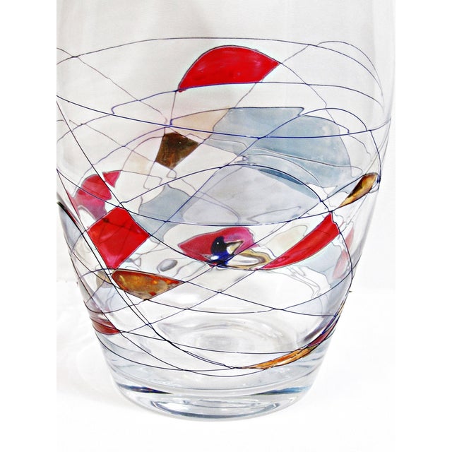 Vintage French Style Hand Blown Art Glass Long Stem Champagne Flutes With Matching Vase - 7 Piece Set For Sale - Image 14 of 14