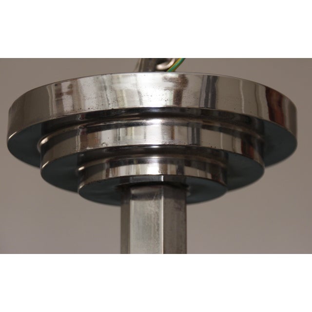 Art Deco Chromed Pendant Lamp with 3 Globes, 1930s For Sale - Image 4 of 8
