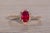 Contemporary The Fairblue: Ladies Contemporary Yellow Gold Ruby Engagement Ring with Diamond Halo For Sale - Image 3 of 10