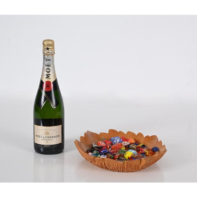 Brown Italian Maple Leaf Centerpiece by Aldo Tura for Macabo, 1950s For Sale - Image 8 of 18