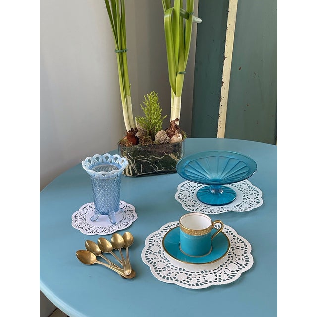 Blue 1920s Fenton Celeste Blue Stretch Compote For Sale - Image 8 of 8